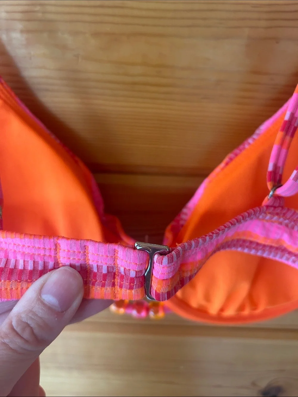 wild fable Pink & Orange Striped Underwire Bikini Top